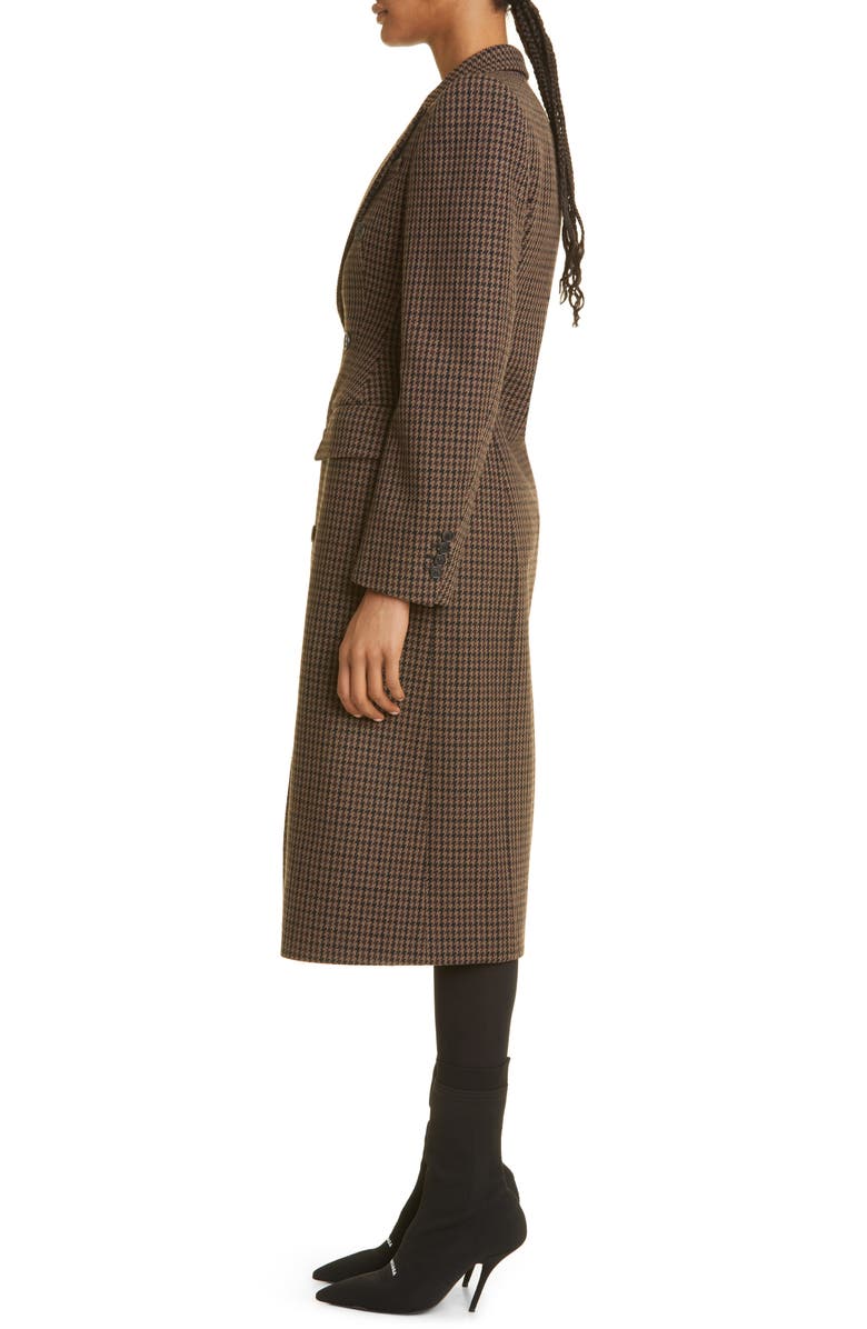 Balenciaga Hourglass Houndstooth Wool Blend Coat, Alternate, color,