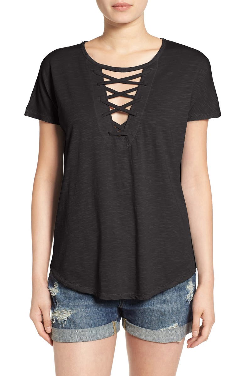 Sun & Shadow Lace-Up Tee, Main, color,