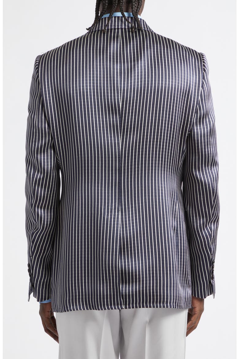 Stripe Fluid Silk Faille Jacket, Alternate, color, COMBO BLACK / IVORY