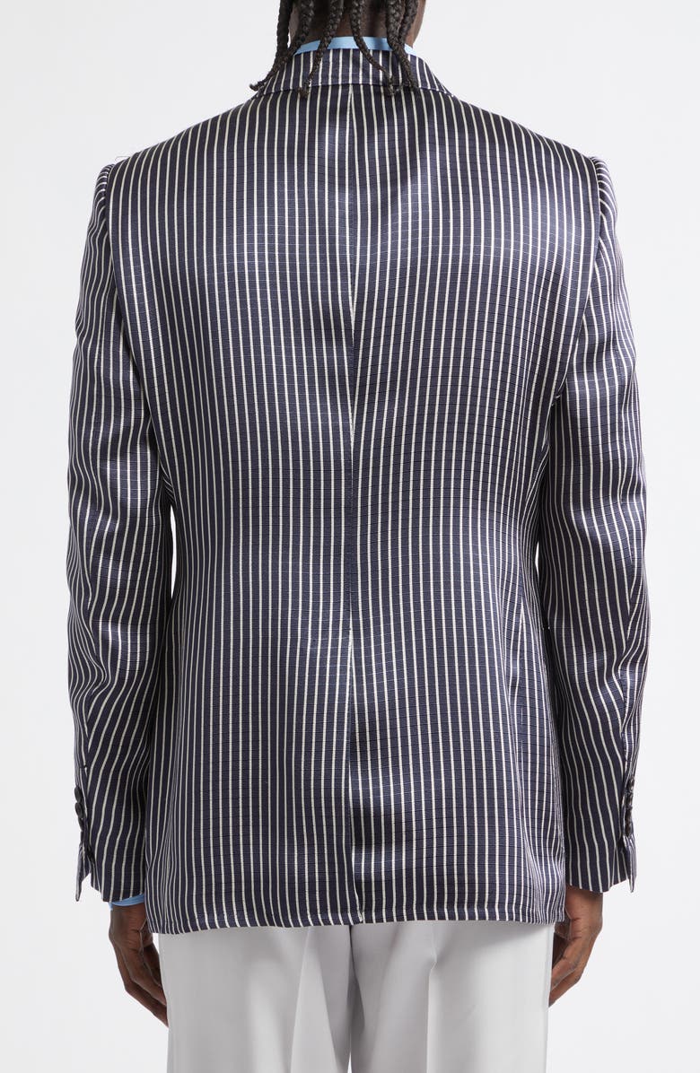 TOM FORD Stripe Fluid Silk Faille Jacket, Alternate, color, Combo Black / Ivory