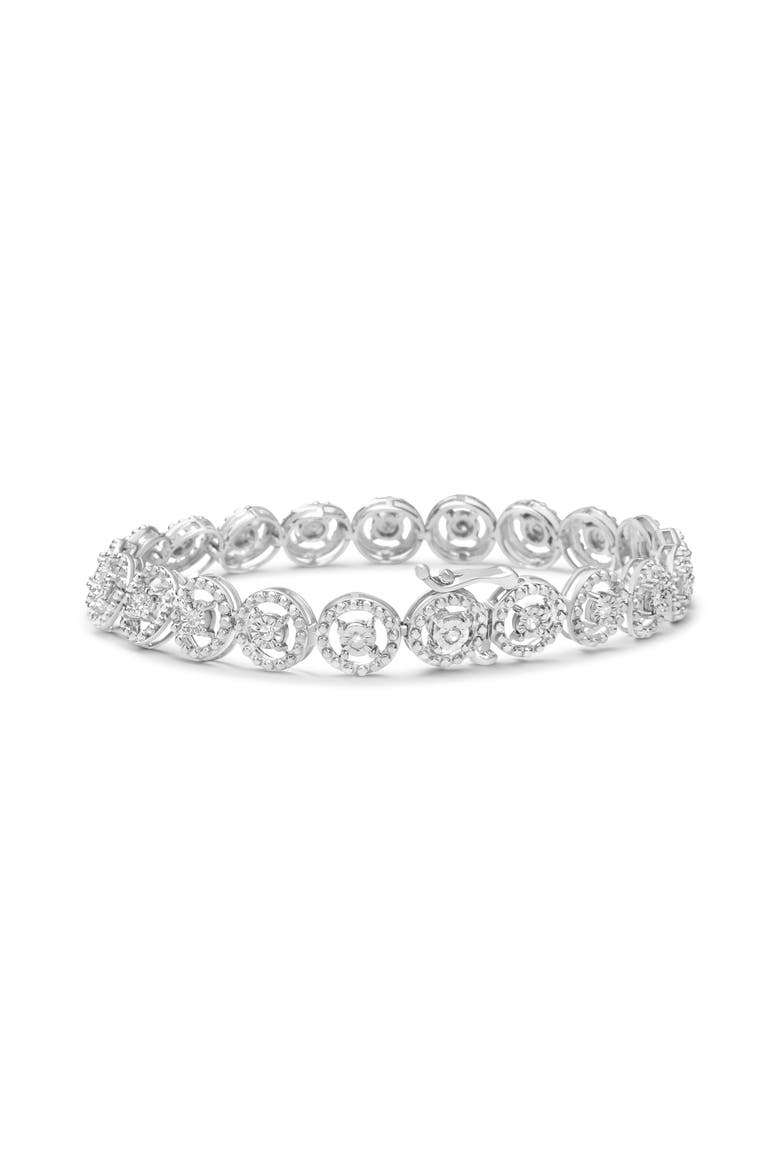 Silver 1/2 Ctw Diamond Nested Circle Miracle Set Open Wheel Link Bracelet, Alternate, color, White