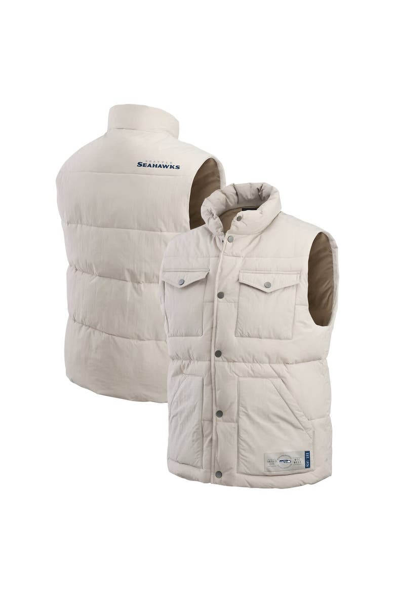 Men's Darius Rucker Collection by Fanatics Cream Seattle Seahawks Puffer Full-Snap Vest, Main, color, Cream