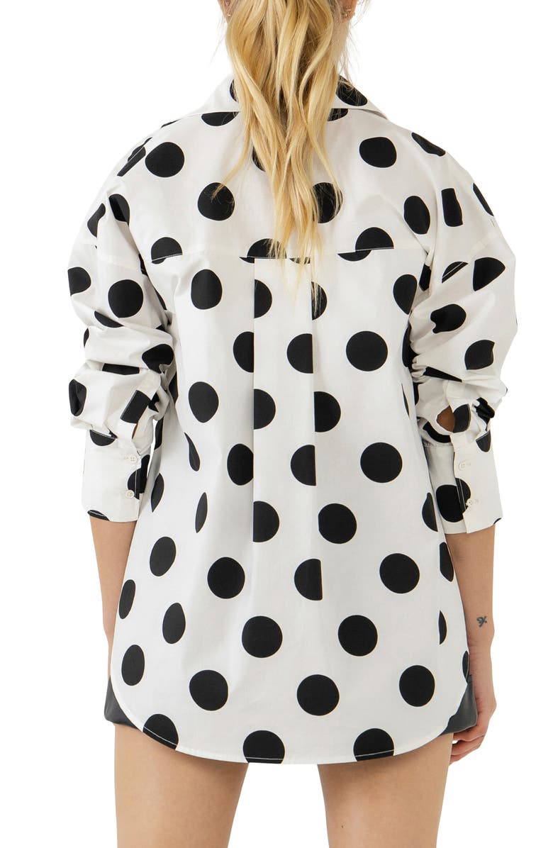 Grey Lab Oversize Polka Dot Cotton Shirt, Alternate, color, 