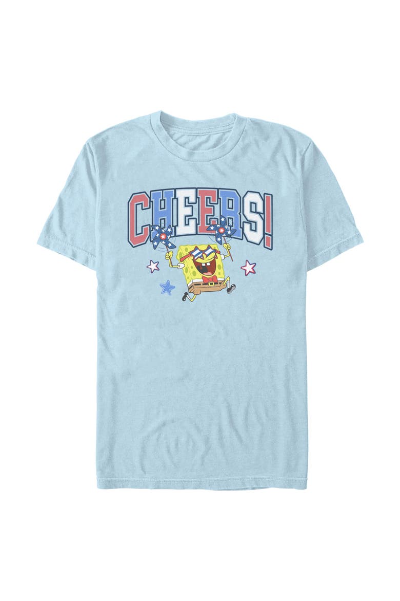 Men's SpongeBob SquarePants Cheers Celebration  Graphic T-Shirt, Main, color, Light Blue