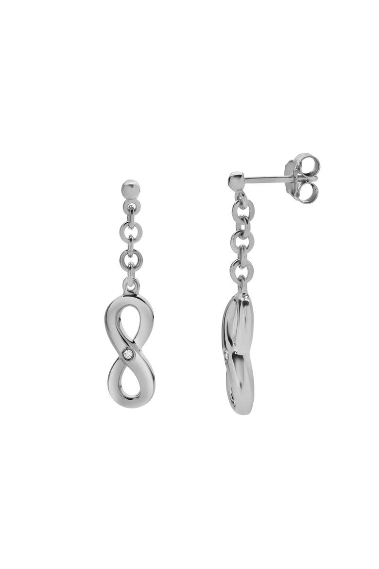 Avelisse Sterling Silver 0.05 Ct Diamond Infinity Drop Earrings, Main, color, 925 Sterling Silver