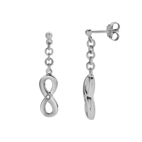 Avelisse Sterling Silver 0.05 Ct Diamond Infinity Drop Earrings