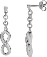 LuvMyJewelry Avelisse Sterling Silver 0.05 Ct Diamond Infinity Drop Earrings