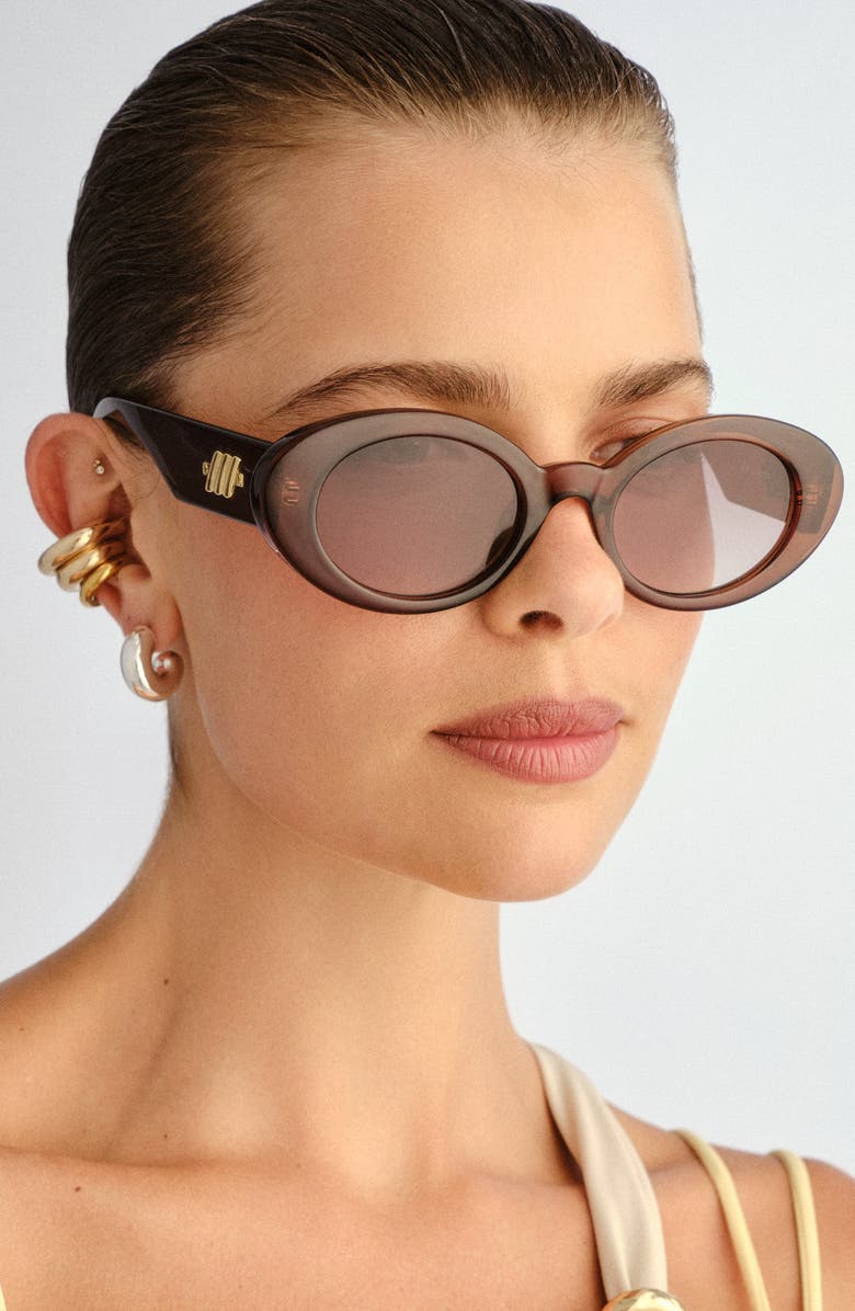 Le Specs Nouveau Vie 50mm Oval Sunglasses, Alternate, color, Chocolate Brown