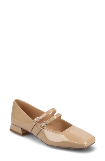 Journee Collection Gredah Mary Jane Pump In Patent/beige