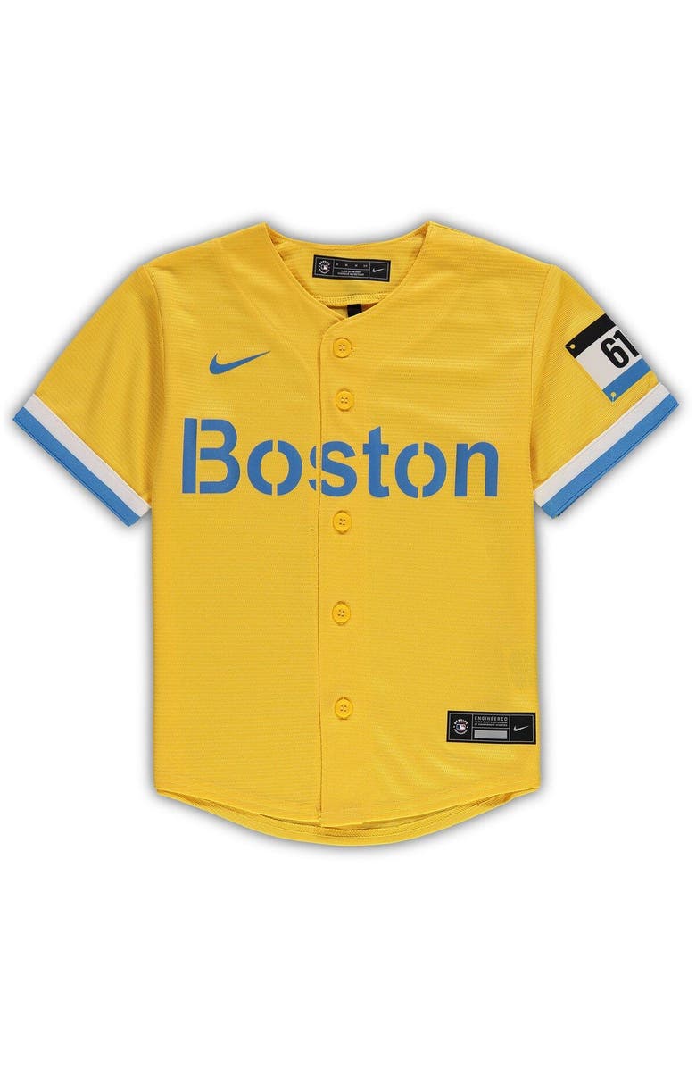 Nike Preschool Nike Gold Boston Red Sox MLB City Connect Replica Team Jersey, Alternate, color,
