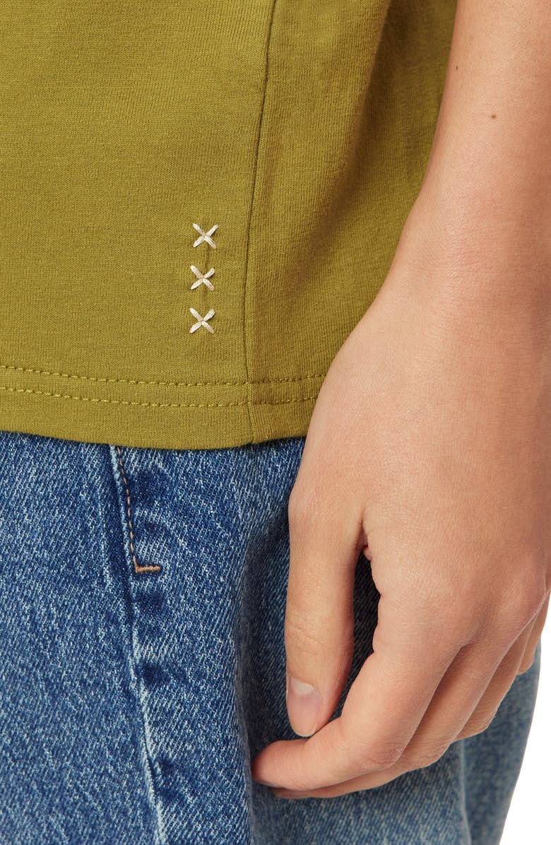 Scotch & Soda Relaxed Fit Roll Cuff Graphic T-Shirt, Alternate, color, Green Moss W/ Whitecap