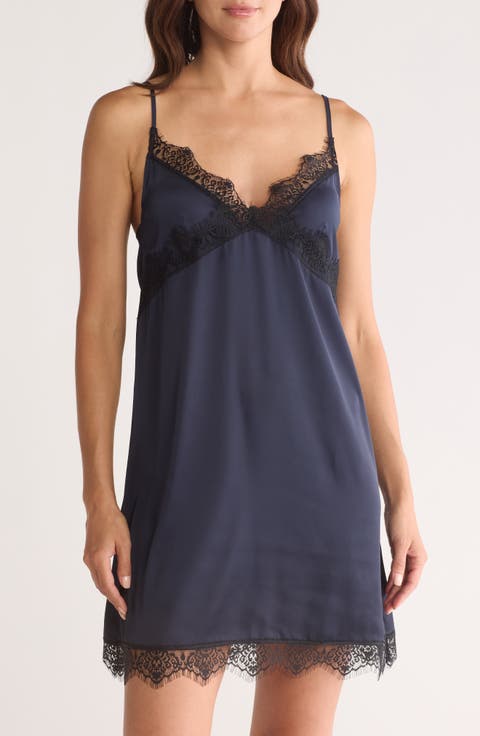 Lace Trim Satin Chemise