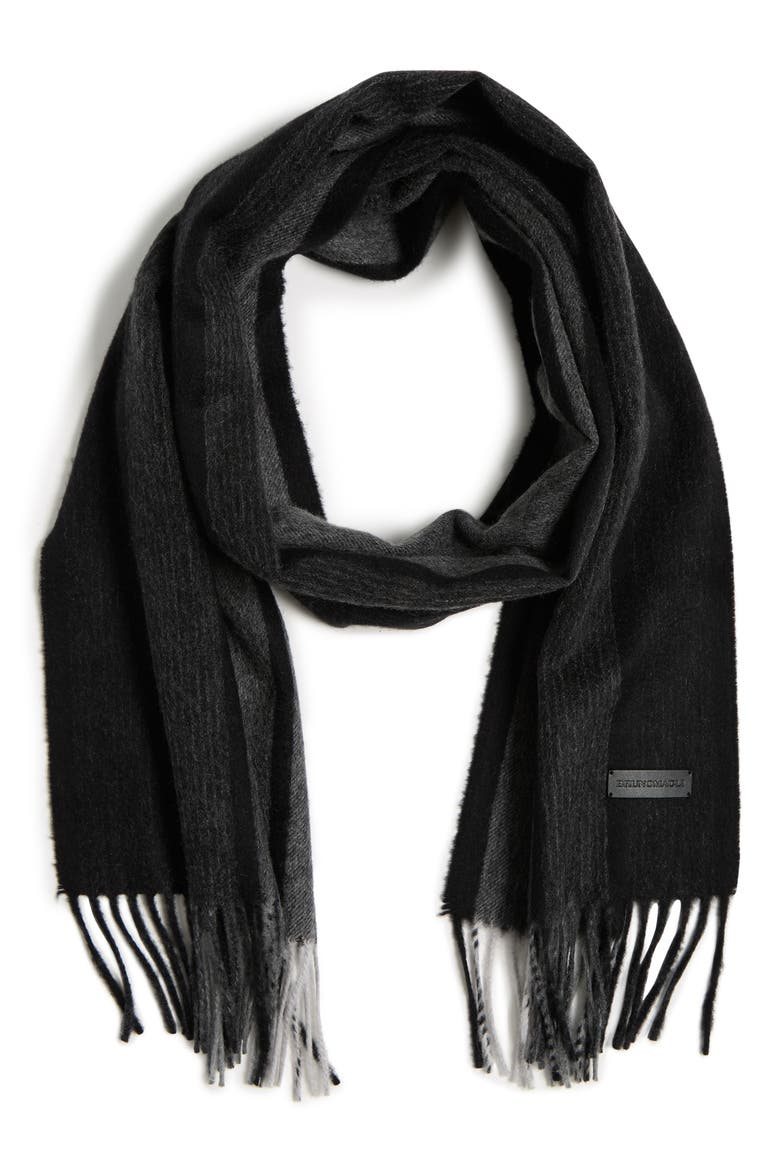 Ombré Colorblock Cashmere Scarf, Main, color, BLACK
