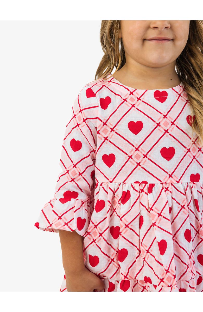 RuffleButts Cotton Gauze High Low Ruffle Tunic, Alternate, color, Pink Sweetheart Plaid