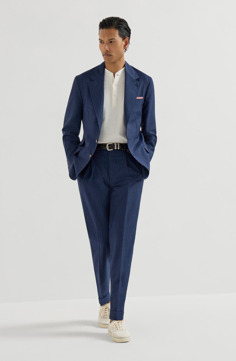 Brunello Cucinelli Chalk stripe trousers, Alternate, color, Blue