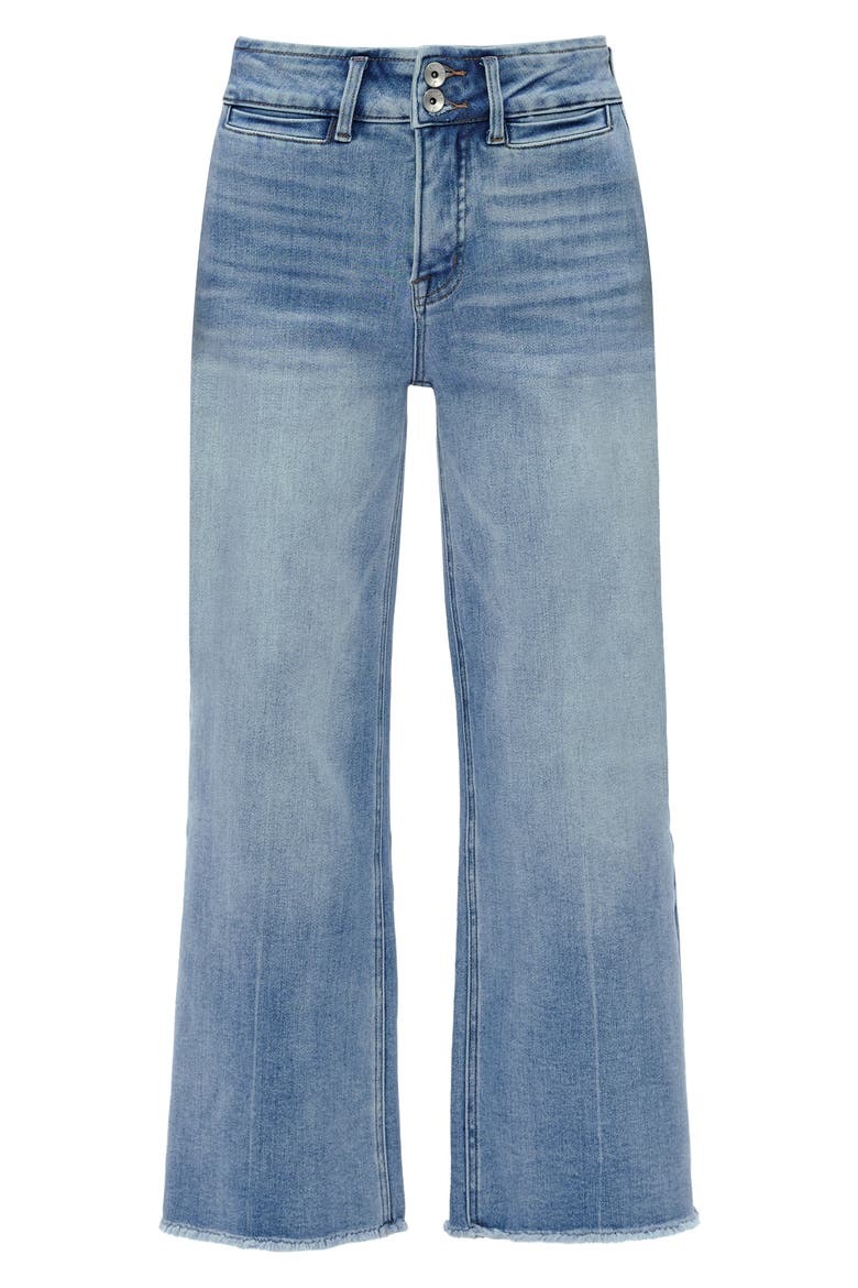 Frayed Welt Pocket High Waist Crop Wide Leg Jeans, Alternate, color, LIGHT BLUE