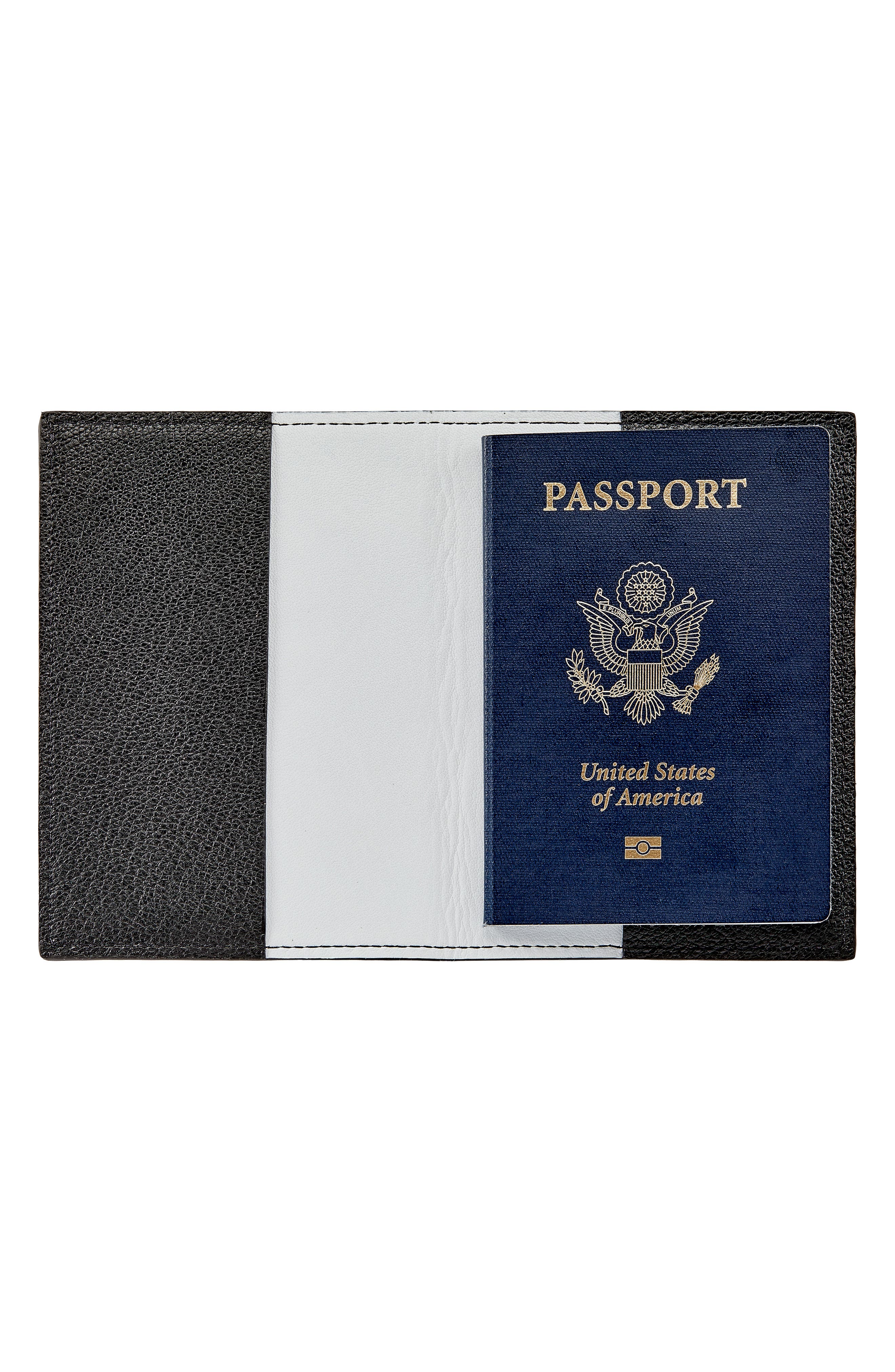 Graphic Image Leather Passport Cover, Alternate, color, Black