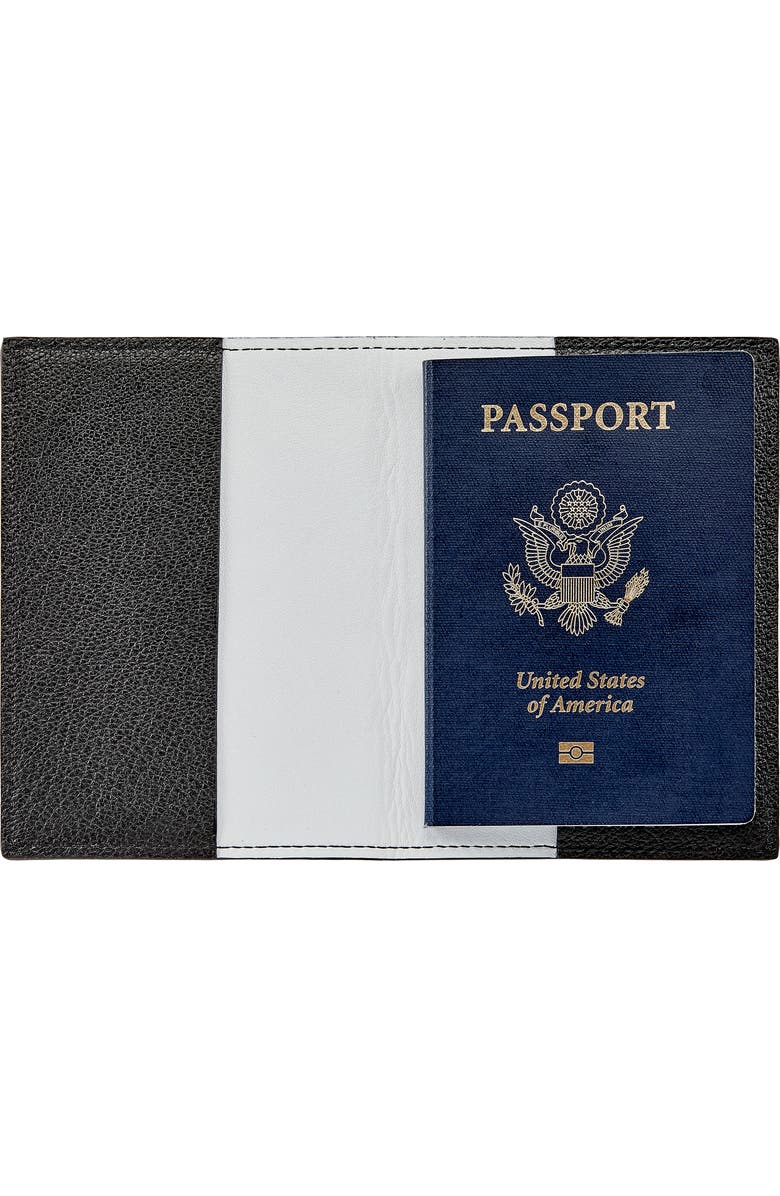 Graphic Image Leather Passport Cover, Alternate, color, Black