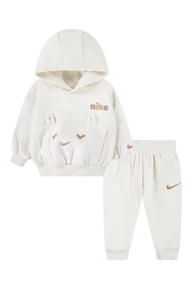 Animal Embroidered Fleece Hoodie & Joggers Set, Main, color, PALE IVORY
