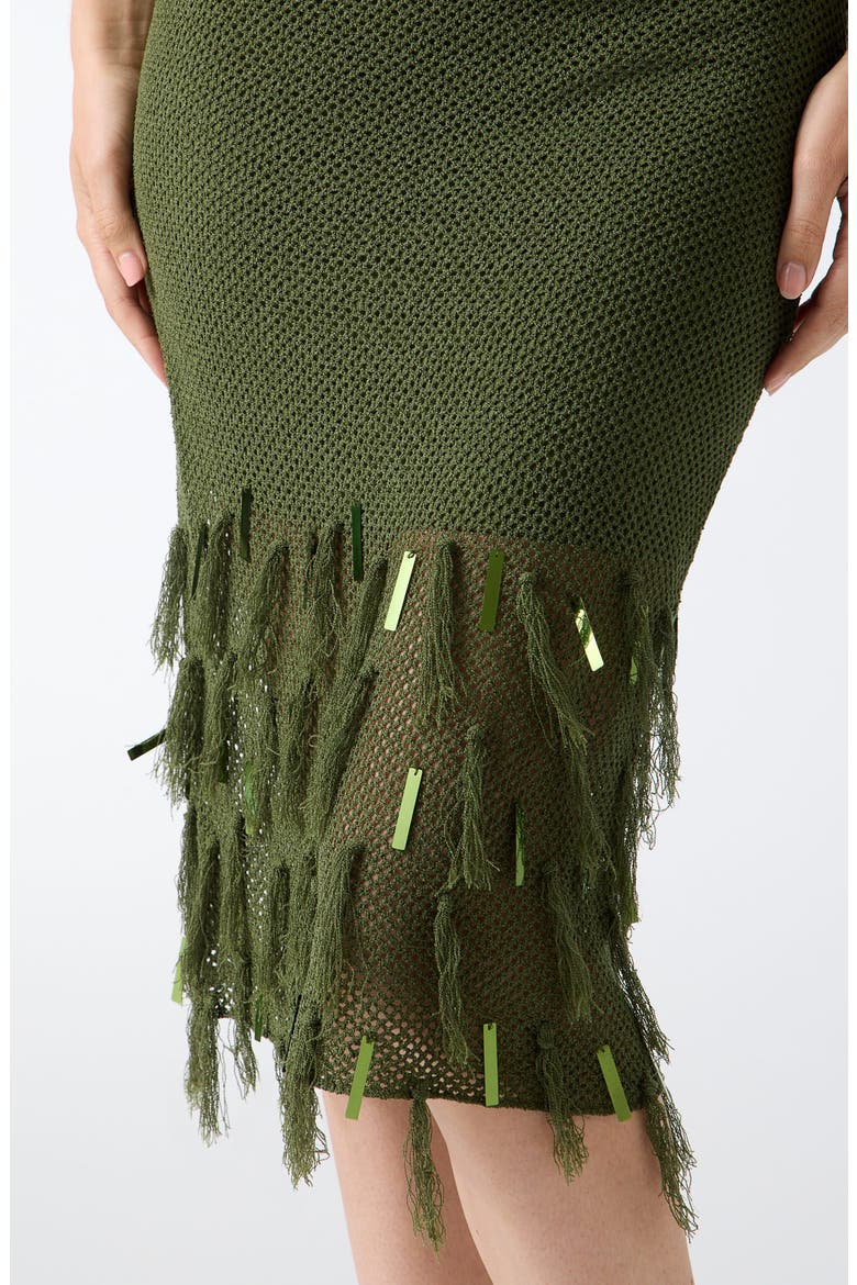 Myra Lace Back Fringed Midi Dress, Alternate, color, GREEN