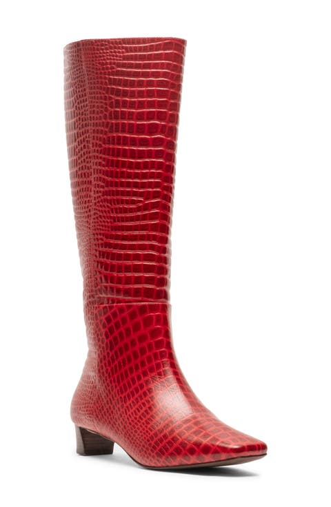Mackie Croc Embossed Leather Knee High Boot