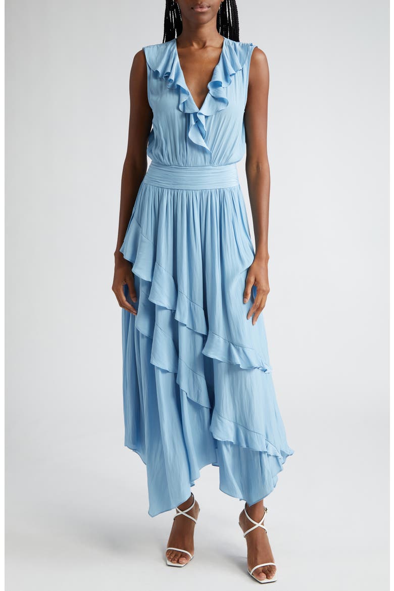 Hadlee Ruffle Detail Sleeveless Dress, Main, color, BLUE QUARTZ