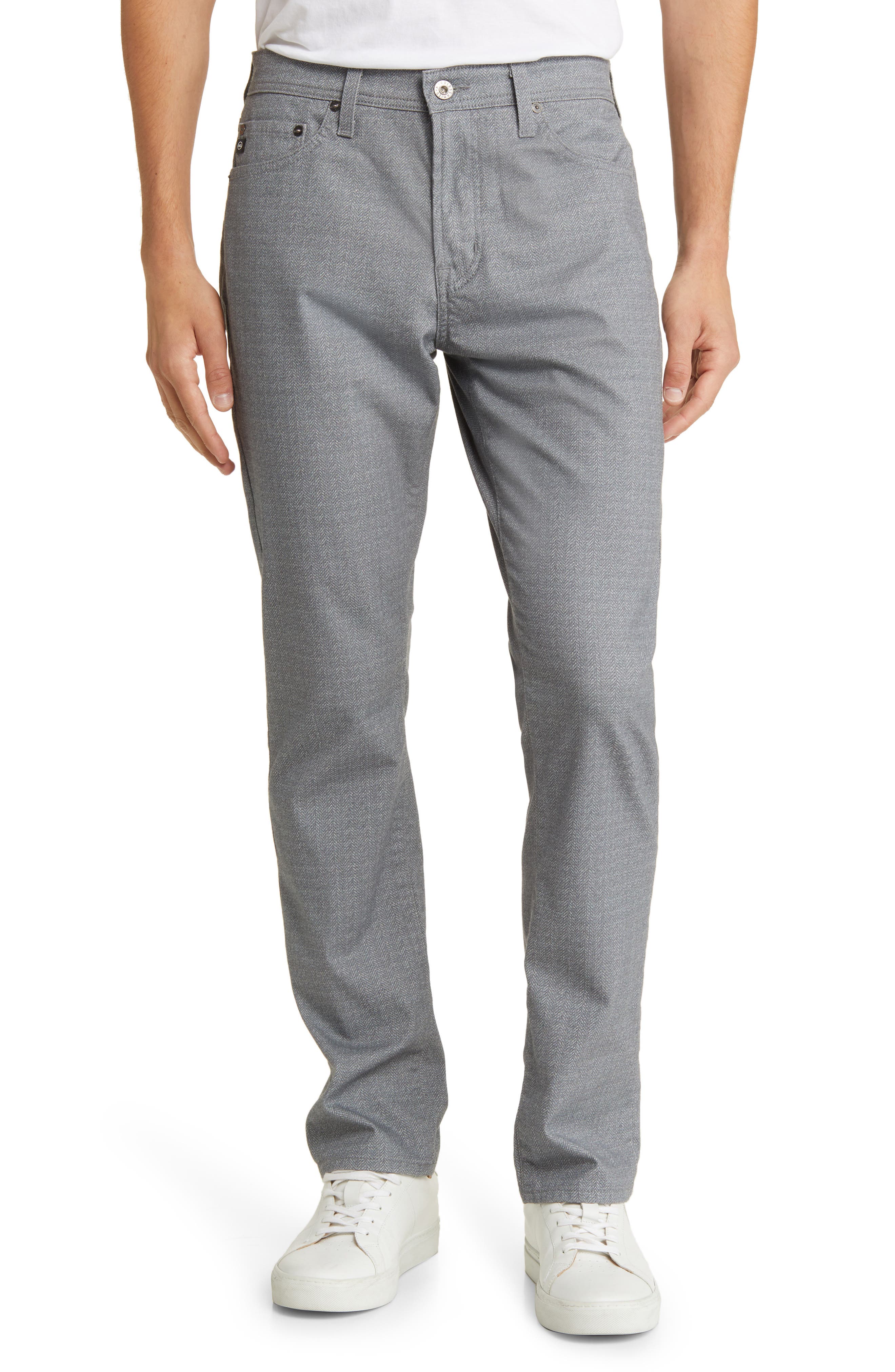 AG Everett Men's Slim Straight Leg Herringbone Pants