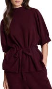 Kenneth Cole Collection Belted Mock Neck Short Sleeve Sweater