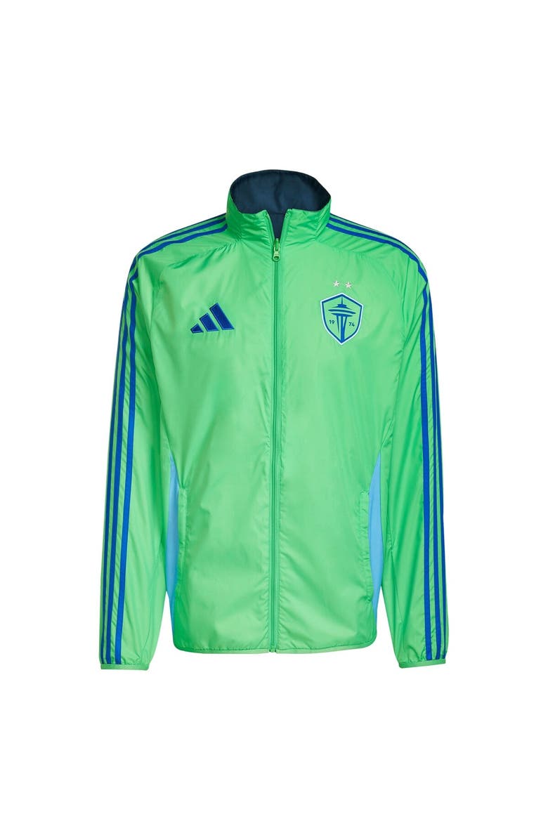 adidas Men's adidas Rave Green/Blue Seattle Sounders FC 2025 Anthem Reversible Full-Zip Jacket, Alternate, color, Green