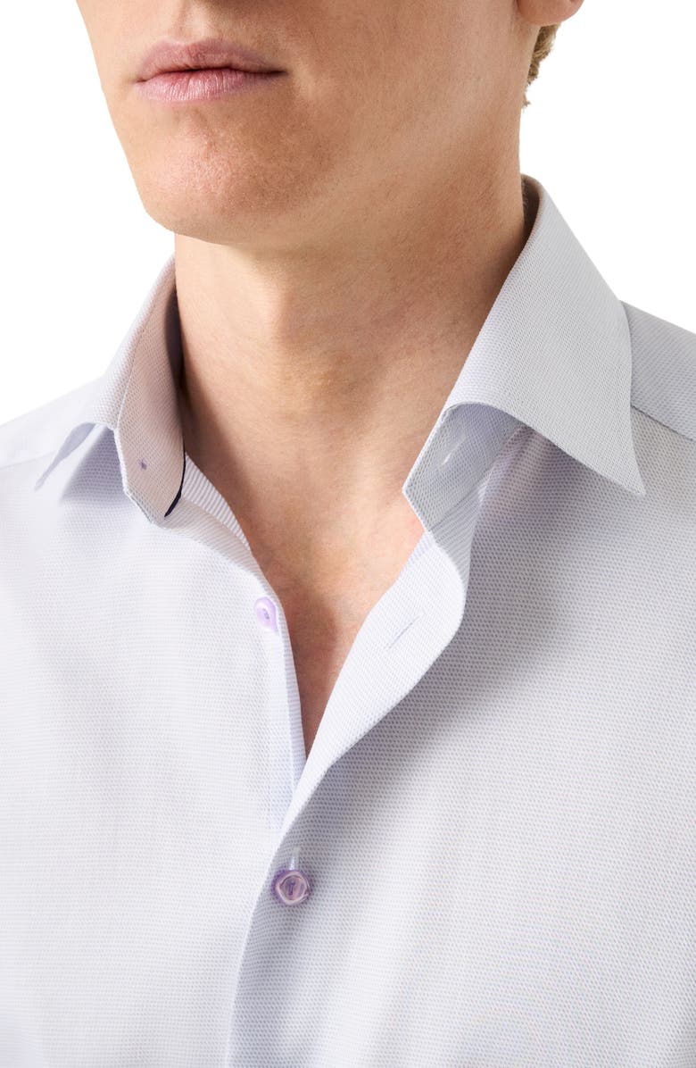 Eton Slim Fit Textured Cotton Dress Shirt, Alternate, color, Light Purple