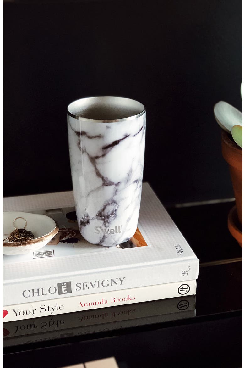 White Marble 18-Ounce Insulated Tumbler, Alternate, color, WHITE MARBLE