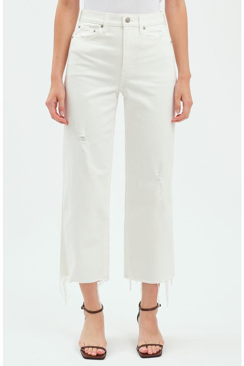 Pleaser High Waist Raw Hem Crop Jeans, Main, color, LAMB