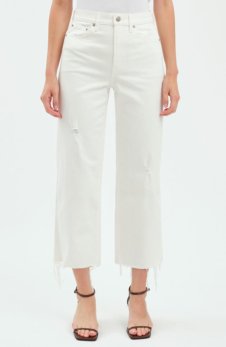 DAZE Pleaser High Waist Raw Hem Crop Jeans, Main, color, Lamb