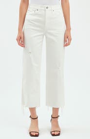 DAZE Pleaser High Waist Raw Hem Crop Jeans