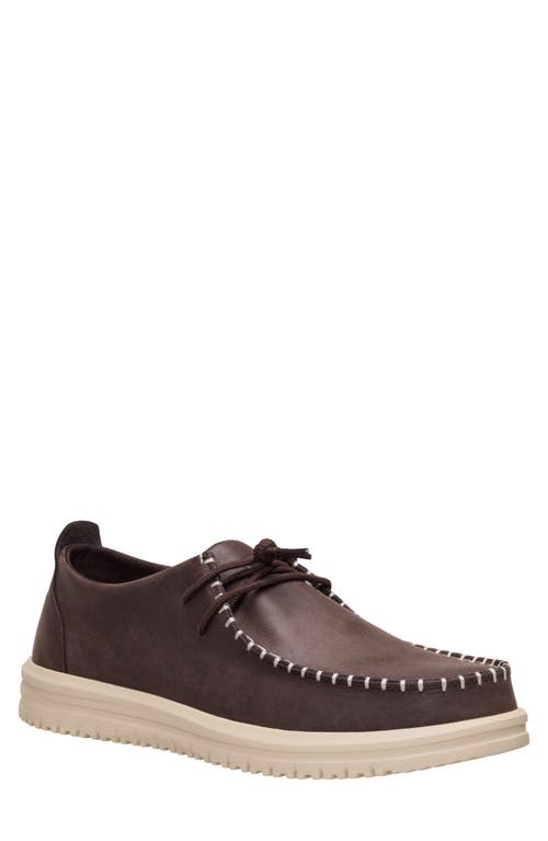 Hey Dude Wally Next Leather Lace-up Shoe In Brown