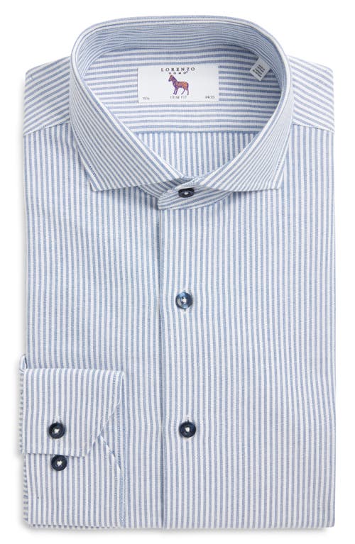 Lorenzo Uomo Trim Fit Stripe Cotton Oxford Cloth Dress Shirt