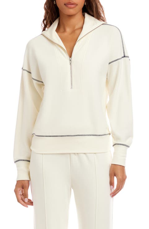Contrast Stitch Half Zip Pullover