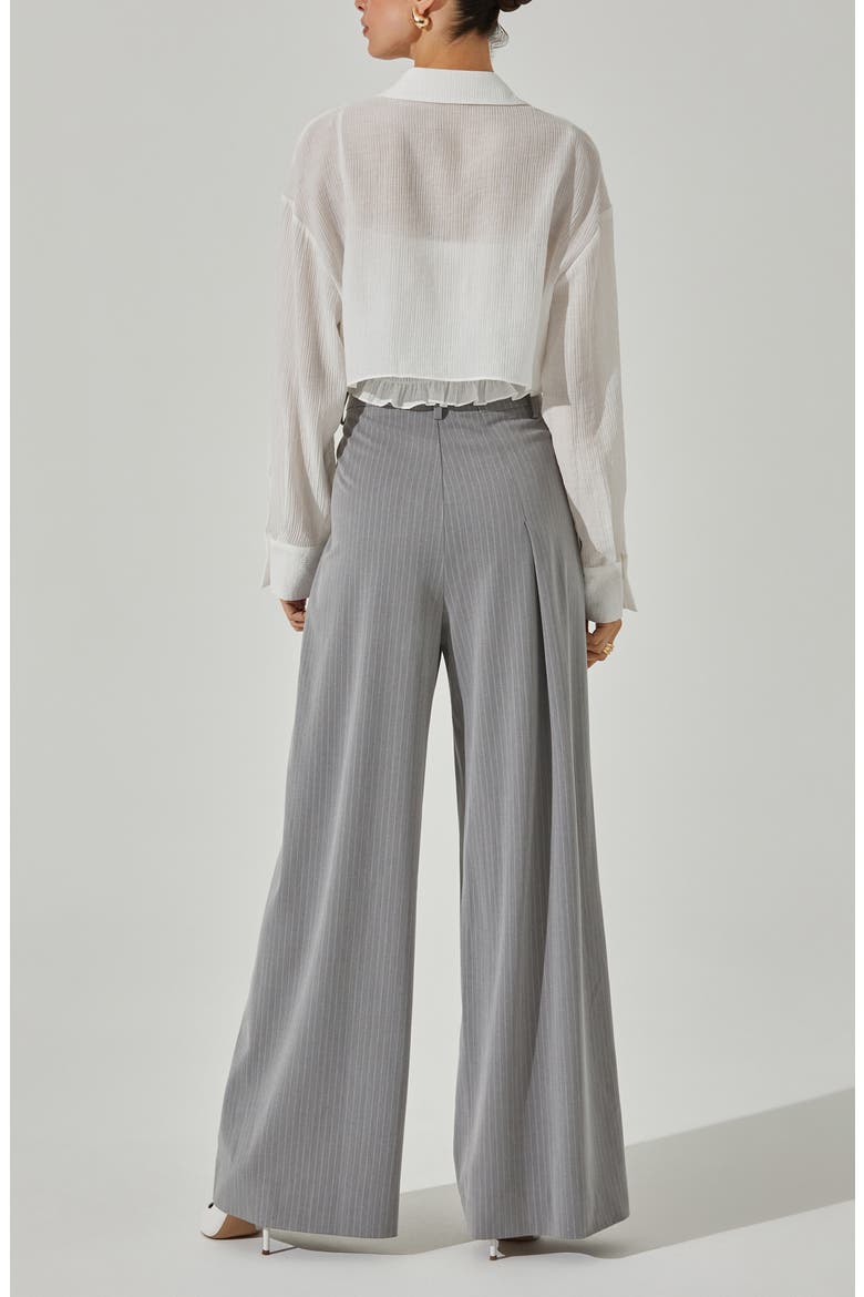 Crop Button-Up Shirt & Smocked Camisole, Alternate, color, WHITE
