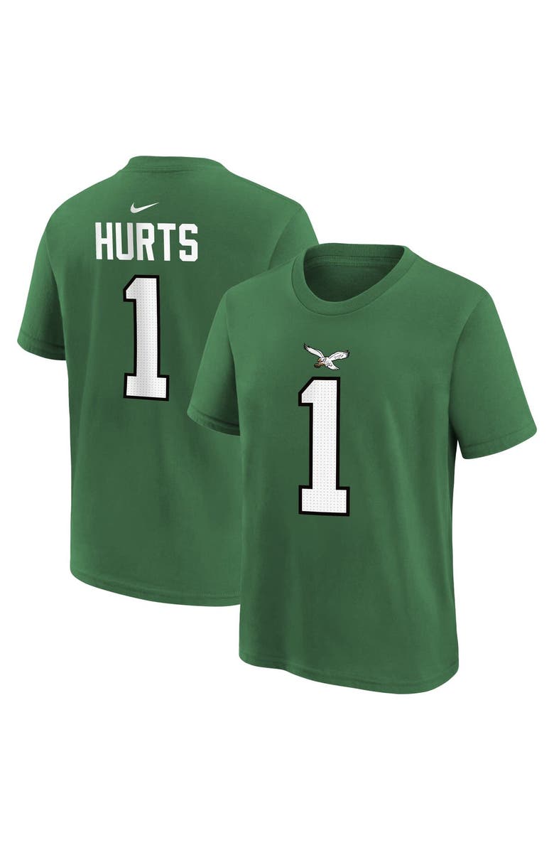 Nike Preschool Nike Jalen Hurts Kelly Green Philadelphia Eagles Player Name & Number T-Shirt, Main, color, Kelly Green