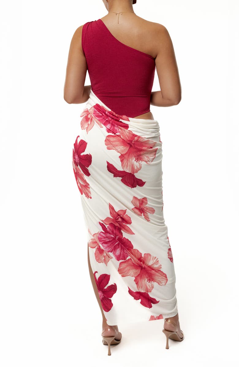 JLUXLABEL Serenade One-Shoulder Mixed Media Dress, Alternate, color,