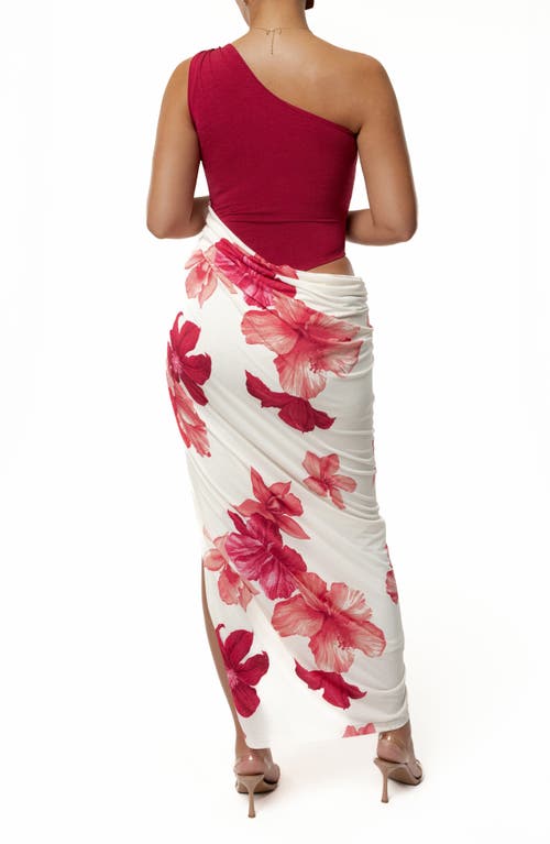 Jluxlabel Serenade One-shoulder Mixed Media Dress In Red