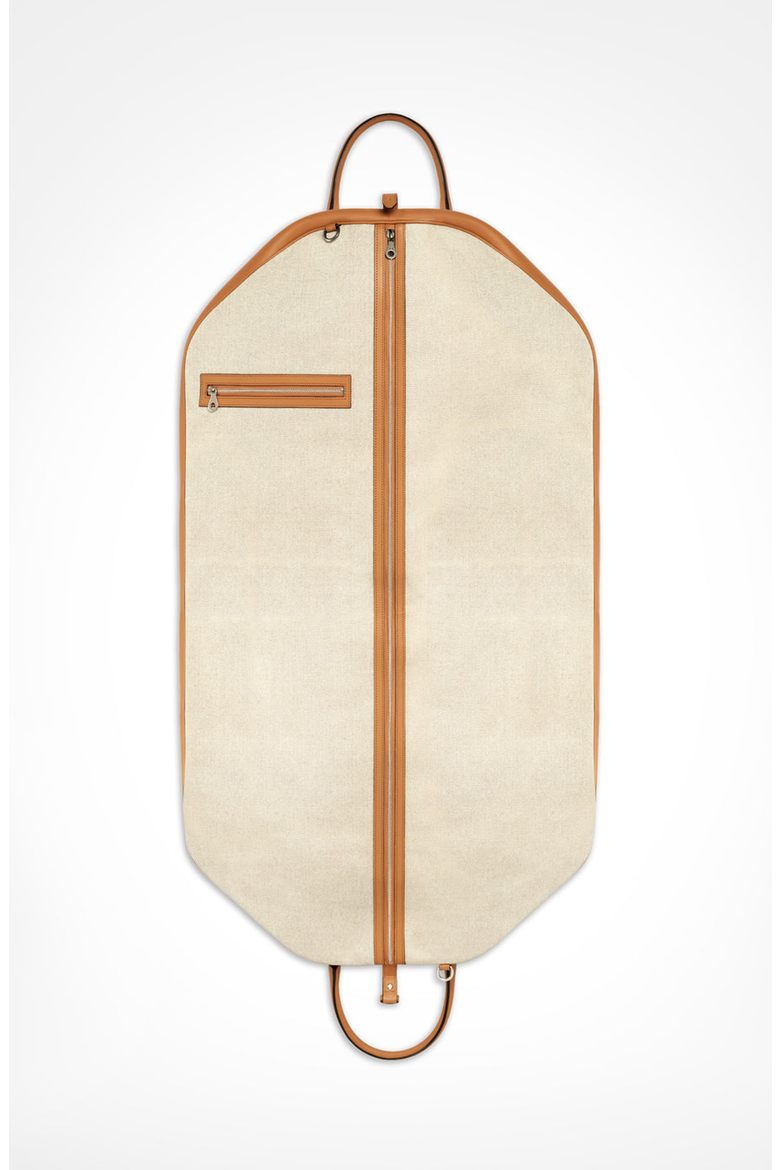Canvas Garment Bag with Leather Trim, Alternate, color, Walnut