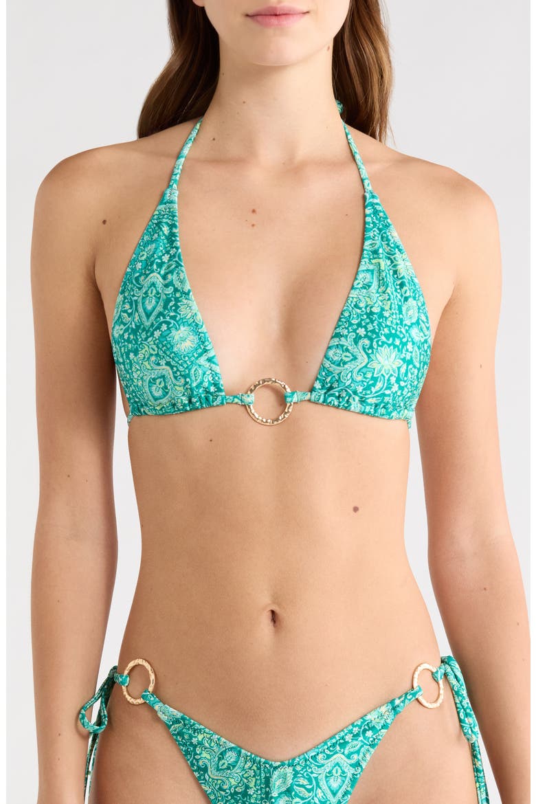 Ring Halter Bikini Top, Main, color, EMERALD AURA