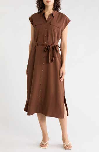 Cap Sleeve Belted Shirtdress