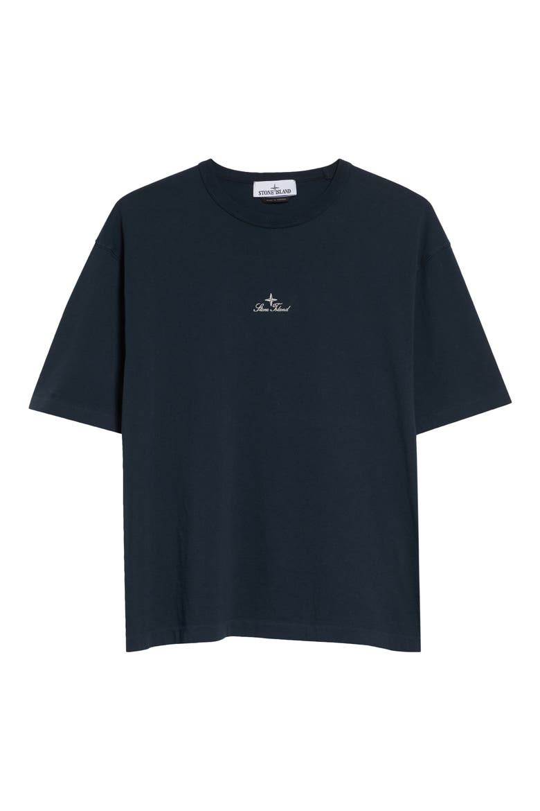 Institutional One Embroidered Cotton T-Shirt, Alternate, color, NAVY BLUE