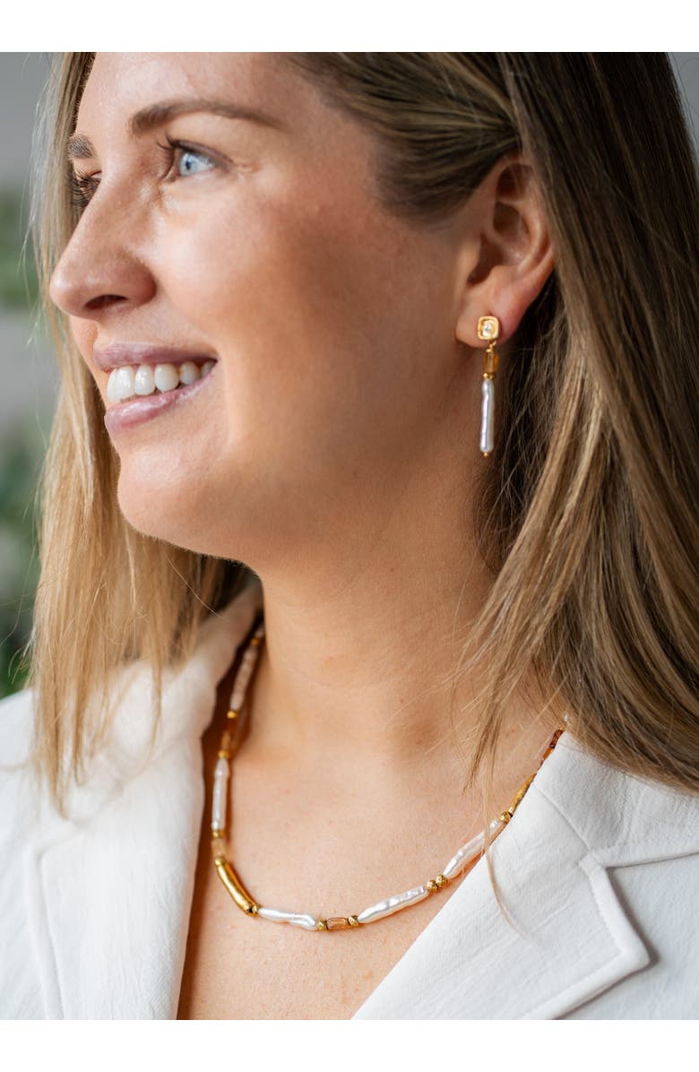 Loni Paul Jewelry Biwa Pearl & Garnet Earring, Alternate, color,