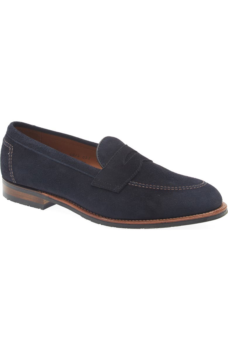Alden Penny Loafer, Main, color, Navy Suede