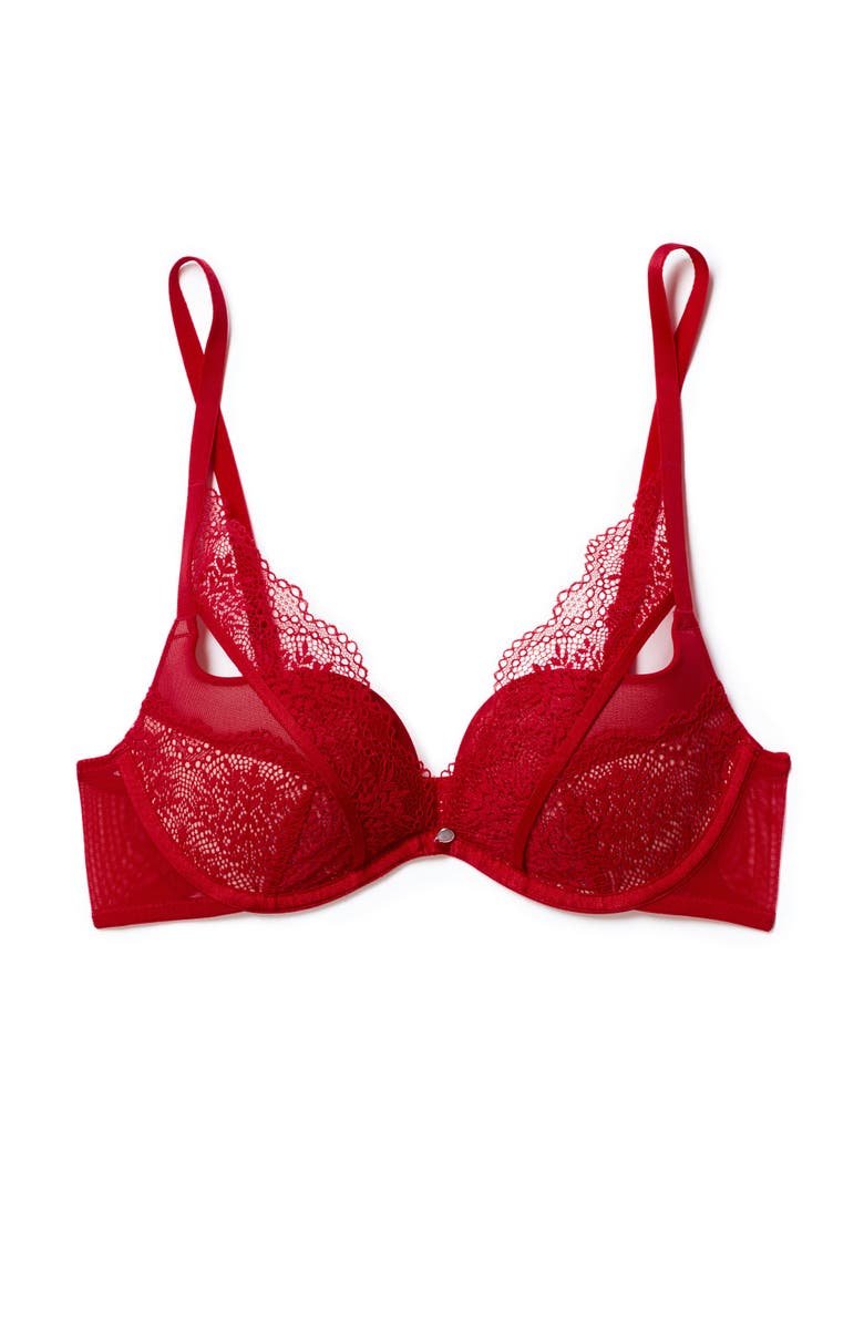 Adore Me Sylvia Push Up Plunge Bra, Alternate, color, Dark Red