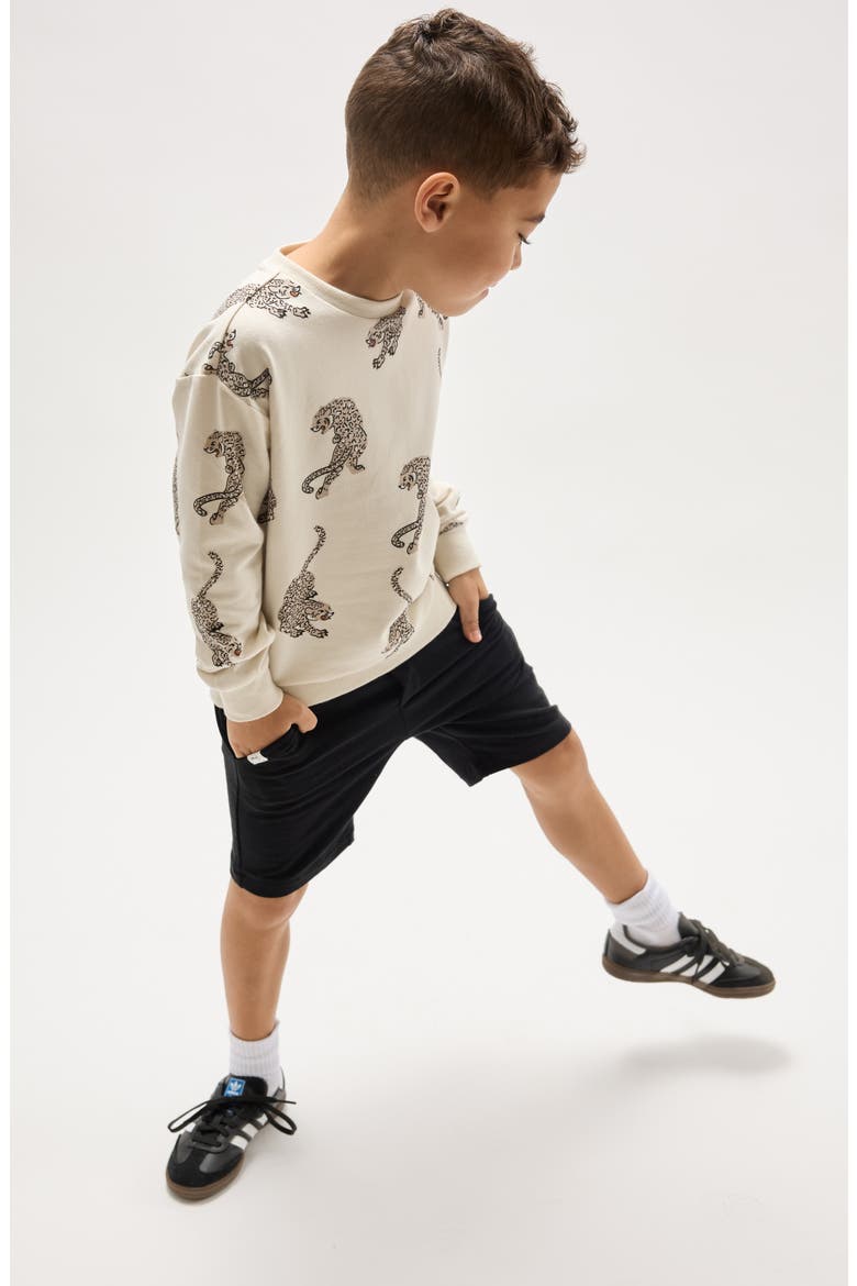 Kids' Panther Print Cotton Sweatshirt, Alternate, color, BEIGE