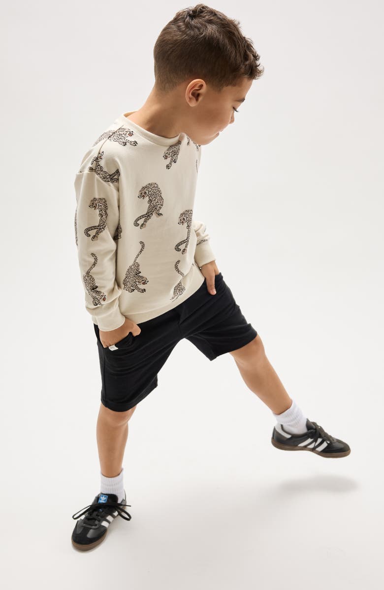 MILES THE LABEL Kids' Panther Print Cotton Sweatshirt, Alternate, color, Beige